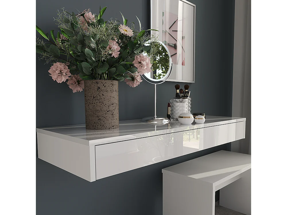 Etagère blanc haute brillance 100x40.1x12 sherry