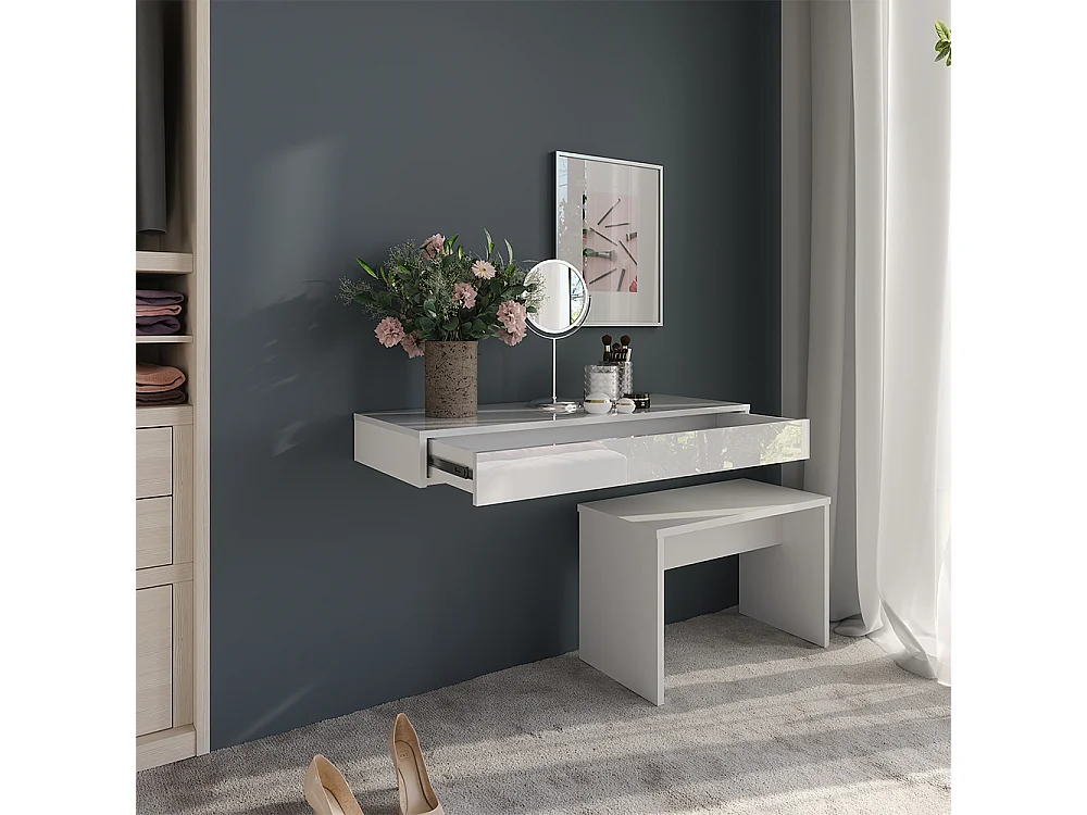 Etagère blanc haute brillance 100x40.1x12 sherry