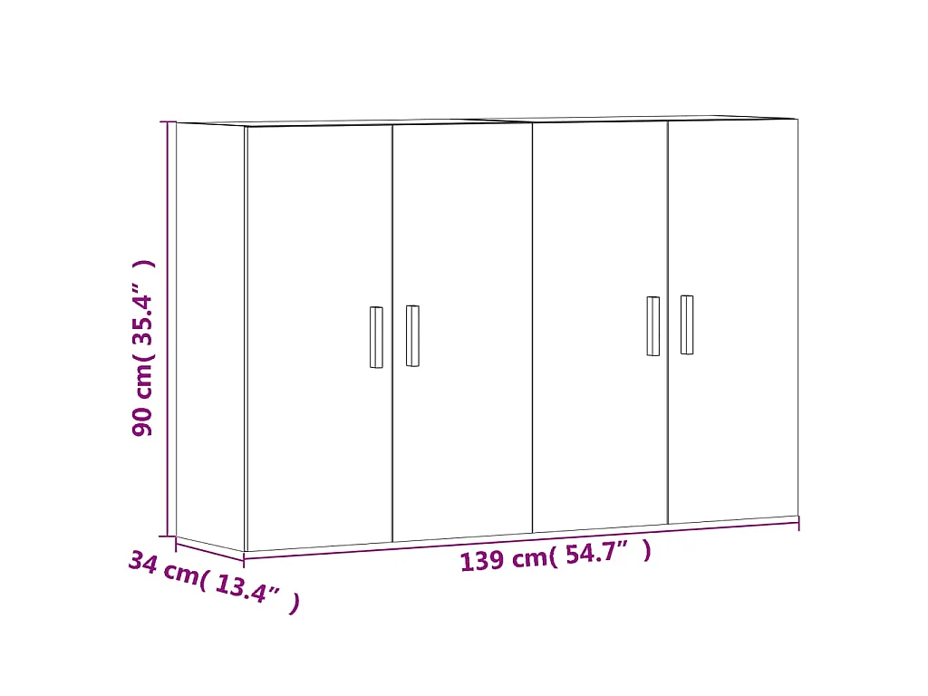 Móveis de parede 2 pcs derivados de madeira carvalho sonoma