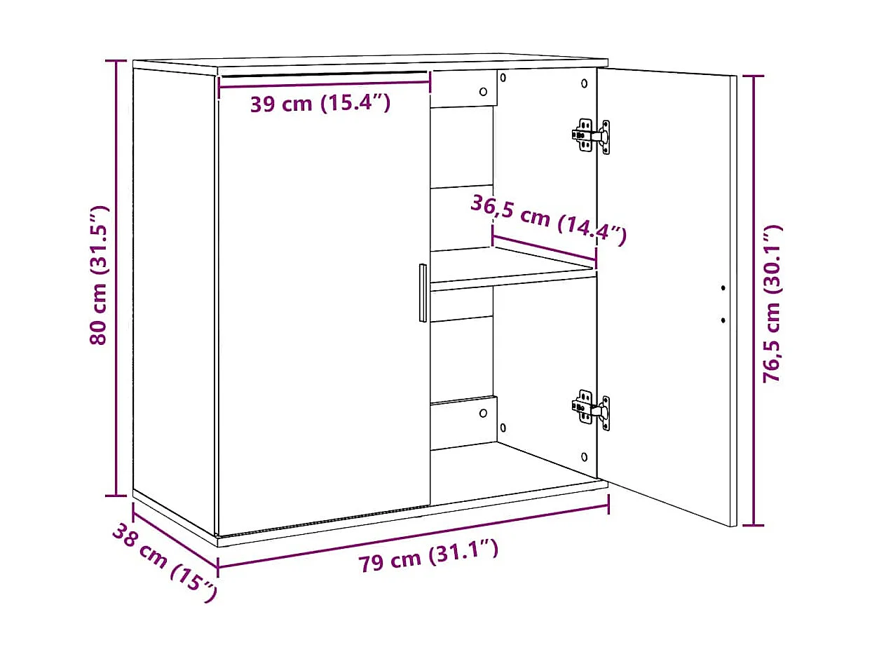 Sideboard Sonoma-Eiche 79x38x80 cm Holzwerkstoff