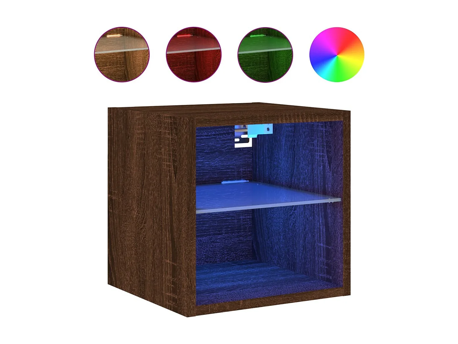 Muebles TV de pared luces LED 2 uds roble marrón 30x28,5x30 cm