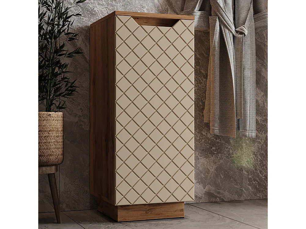 Meuble salle de bain chêne/cachemire avec structure en carreaux 33.4x35x81.9 lotta