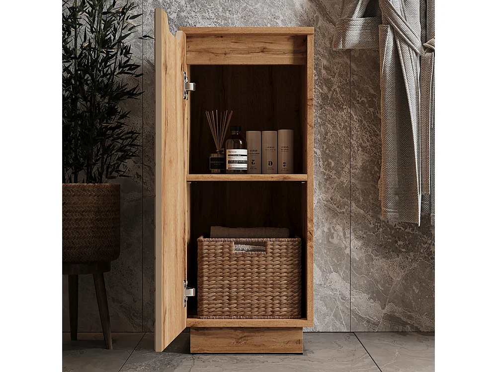 Meuble salle de bain chêne/cachemire avec structure en carreaux 33.4x35x81.9 lotta