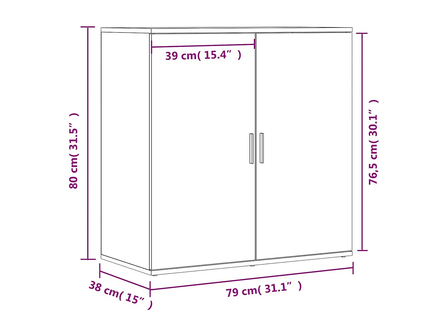 Dressoir 79x38x80 cm bewerkt hout zwart