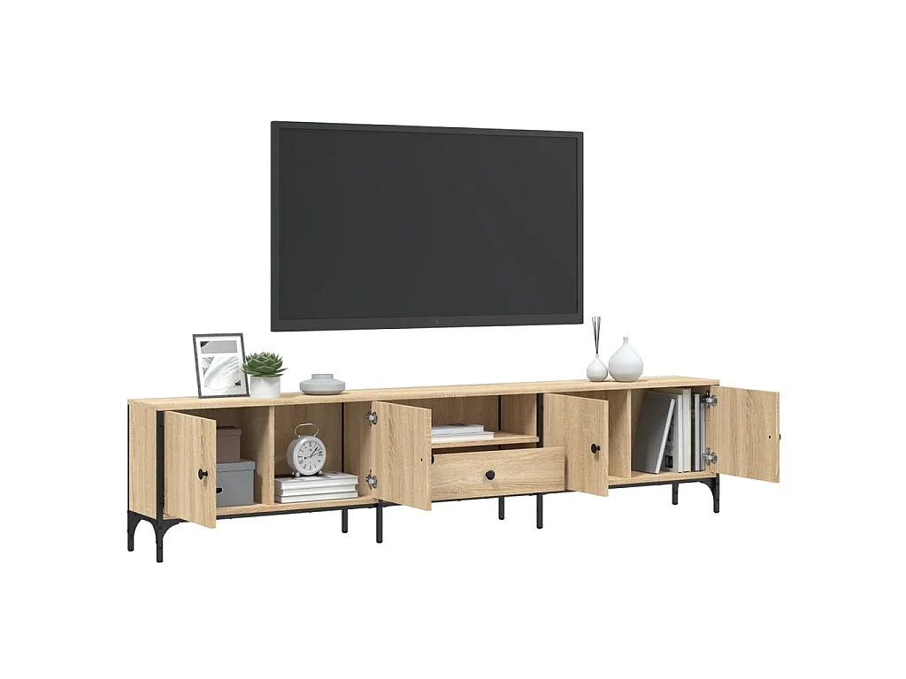 Meuble TV à tiroir chêne sonoma 200x25x44 cm bois d'ingénierie