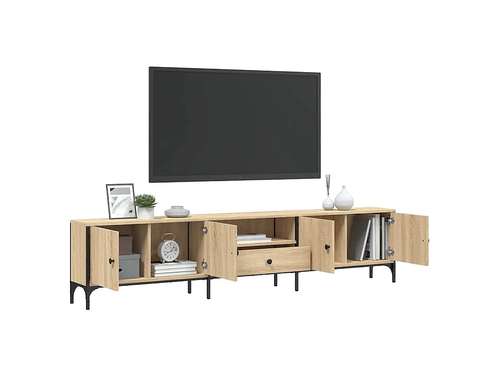 Meuble TV à tiroir chêne sonoma 200x25x44 cm bois d'ingénierie