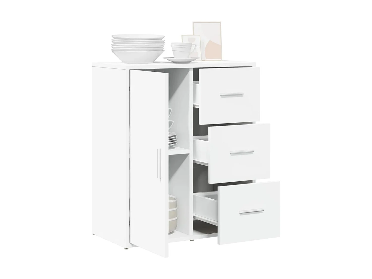 Buffet blanc 60x31x70 cm bois d'ingénierie