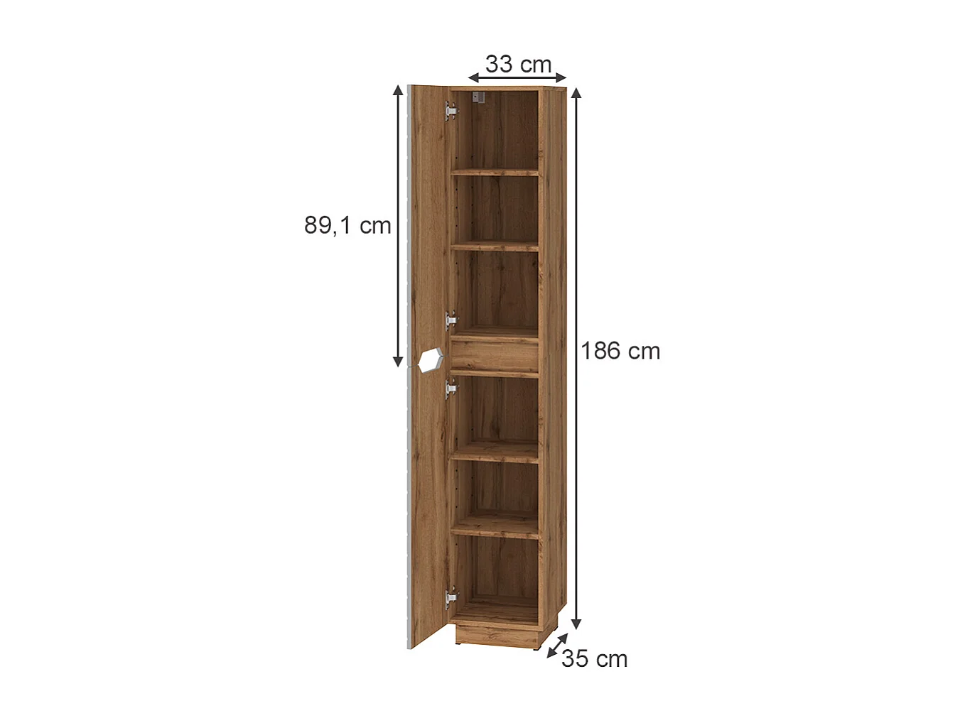 Meuble salle de bain chêne/gris avec structure en carreaux 33x35x186 lotta