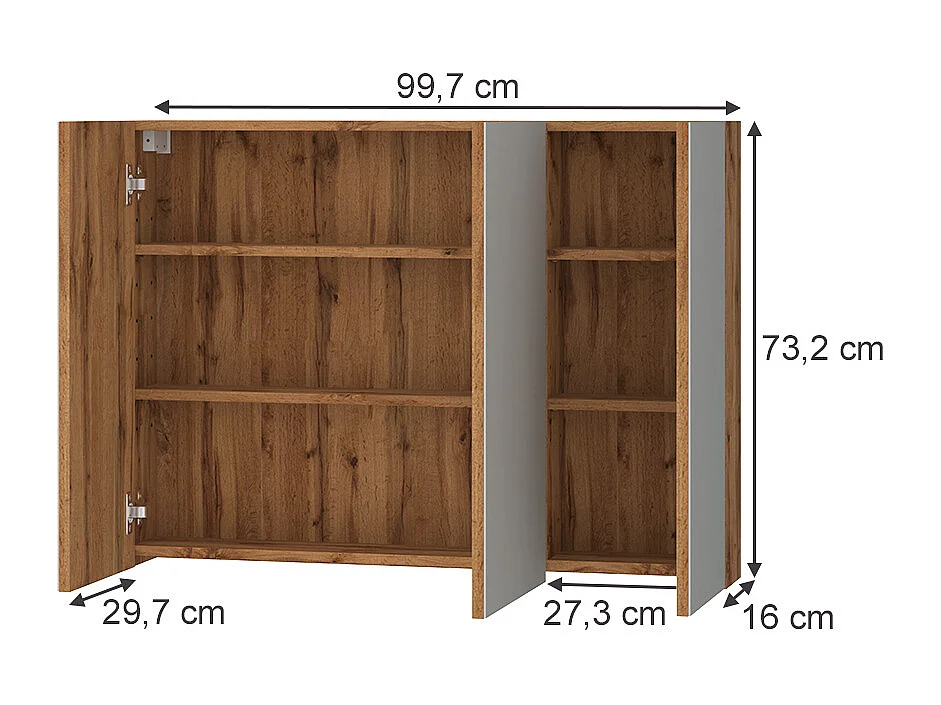 Szafka z lustrem w łazience dąb 99.7x16x73.2 lotta