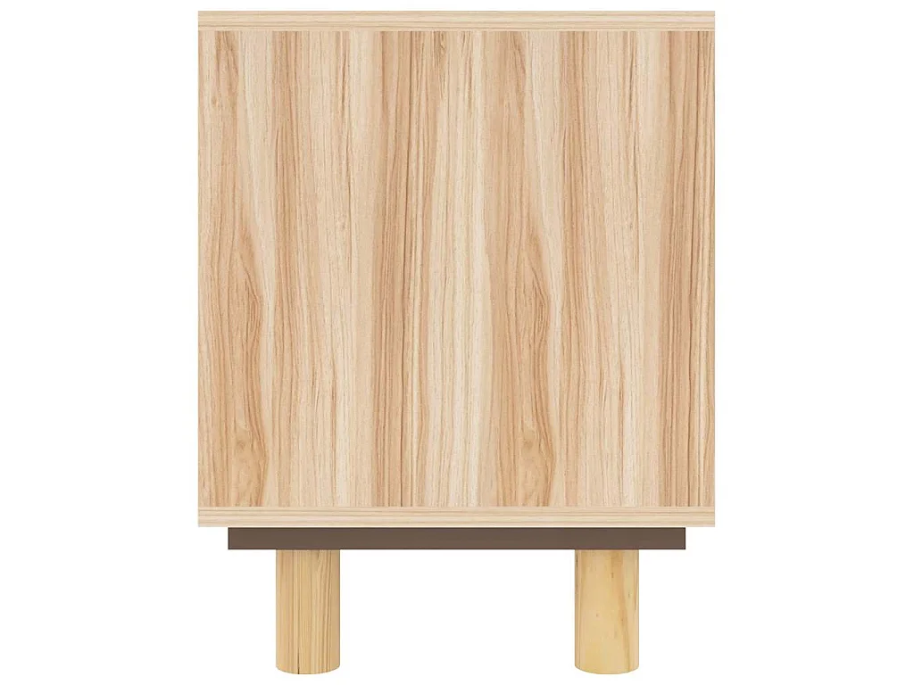 Mobile TV Marrone 105x30x40 cm Massello Pino e Rattan Naturale