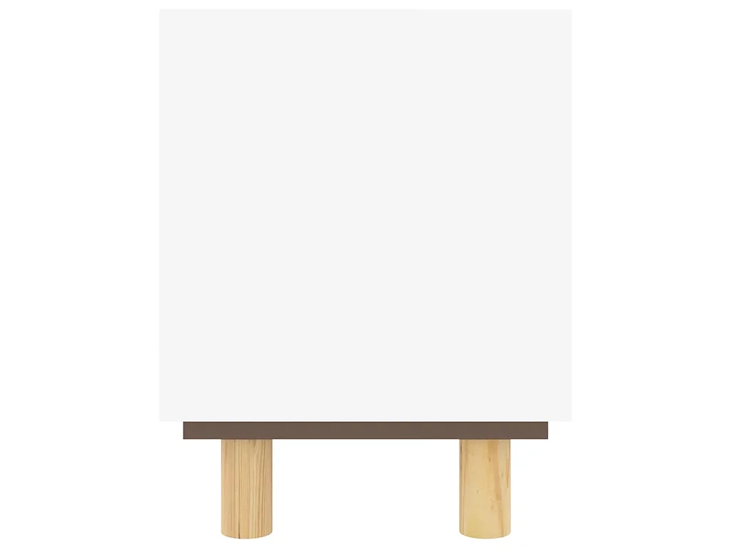 TV-Schrank Weiß 105x30x40 cm Massivholz Kiefer Natur-Rattan