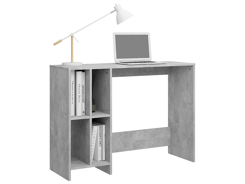 Bureau d'ordinateur portable gris béton bois d'ingénierie