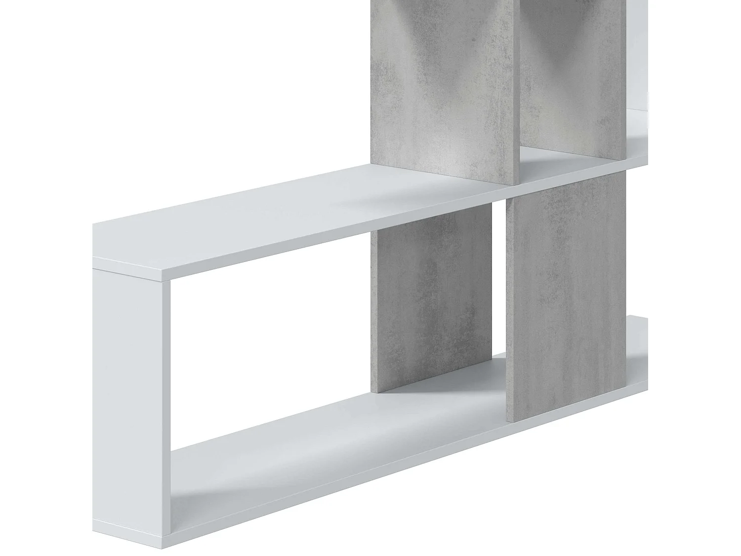 Étagère ZigZag, ciment/blanc mat, 145x29x145 cm