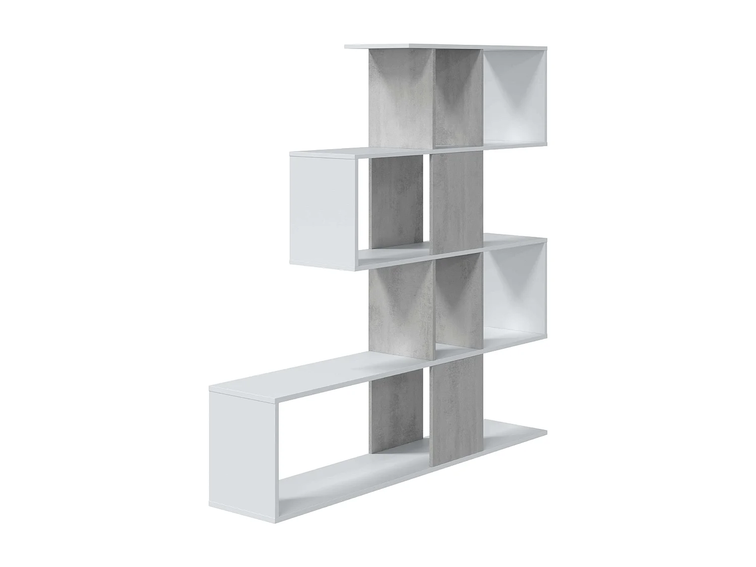 Estantería ZigZag cemento/blanco mate 145x29x145 cm