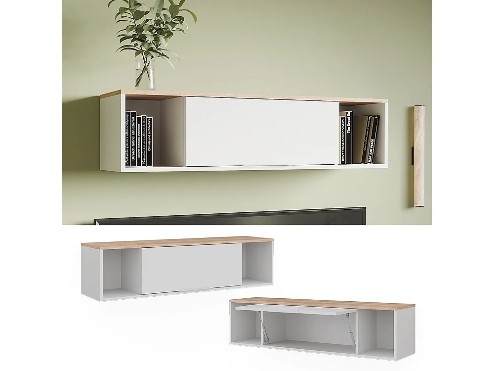 Wandregal weiß/sonoma 120x30x30 betti