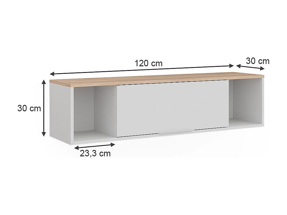 Wandregal weiß/sonoma 120x30x30 betti