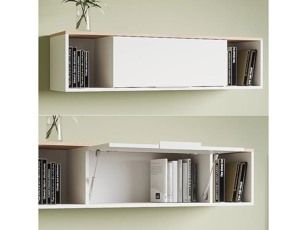 Estantería de pared blanco/sonoma 120x30x30 betti