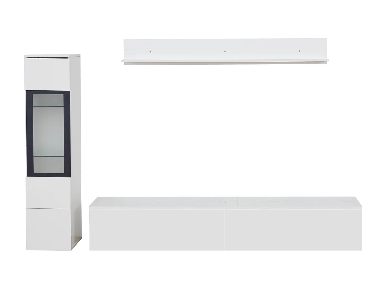 Ensemble de meubles TV muraux 3 pièces avec LED et rangement - Blanc brillant