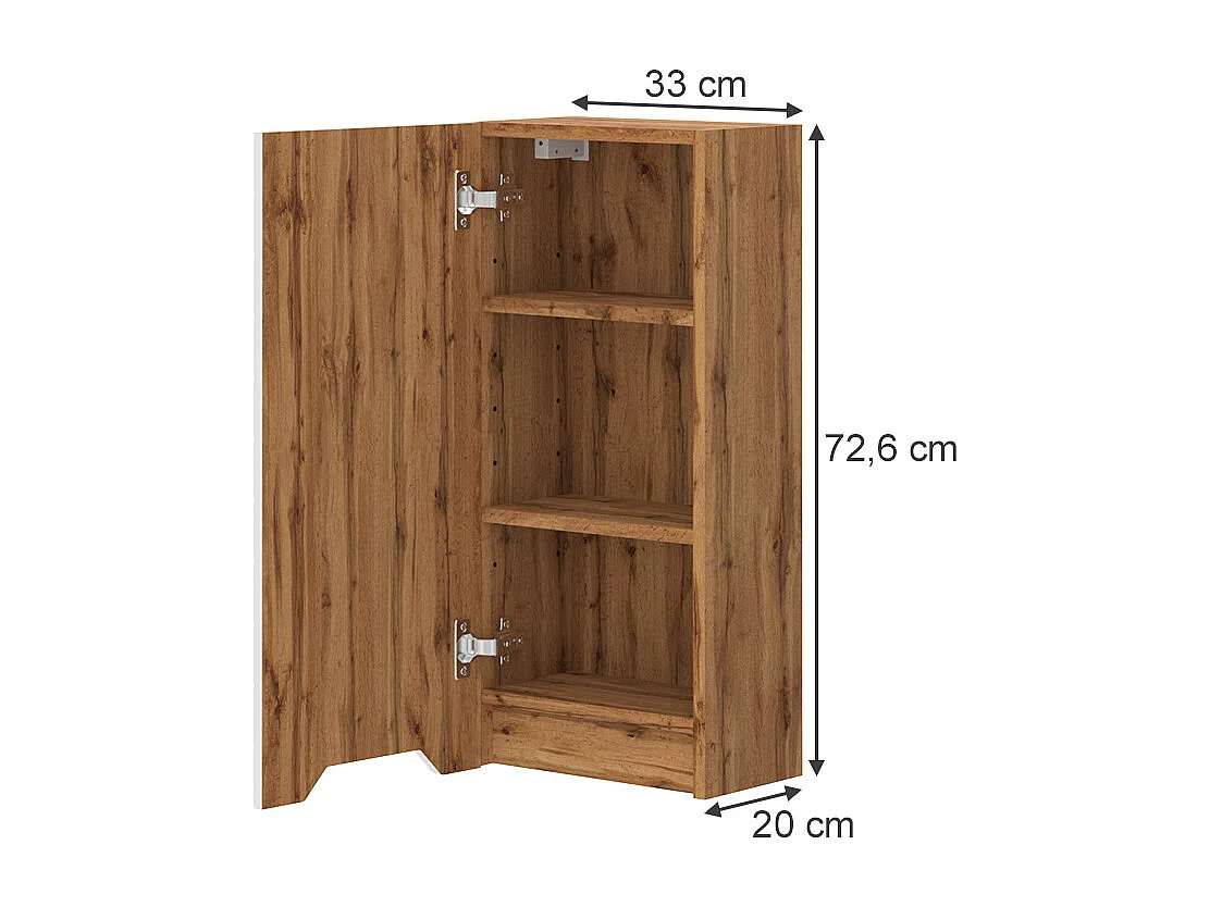 Armoire murale chêne/blanc avec structure en carreaux 20x33x72.6 lotta