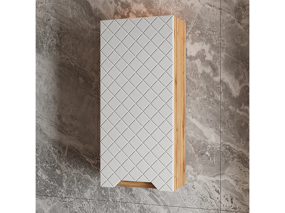 Armoire murale chêne/blanc avec structure en carreaux 20x33x72.6 lotta