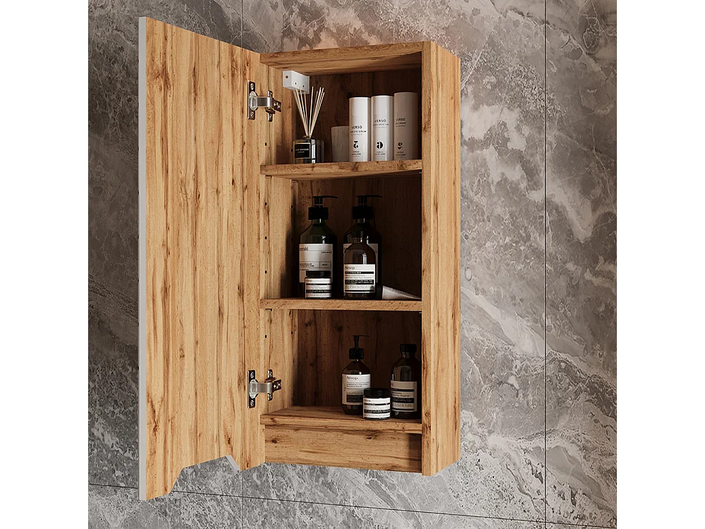 Armoire murale chêne/blanc avec structure en carreaux 20x33x72.6 lotta