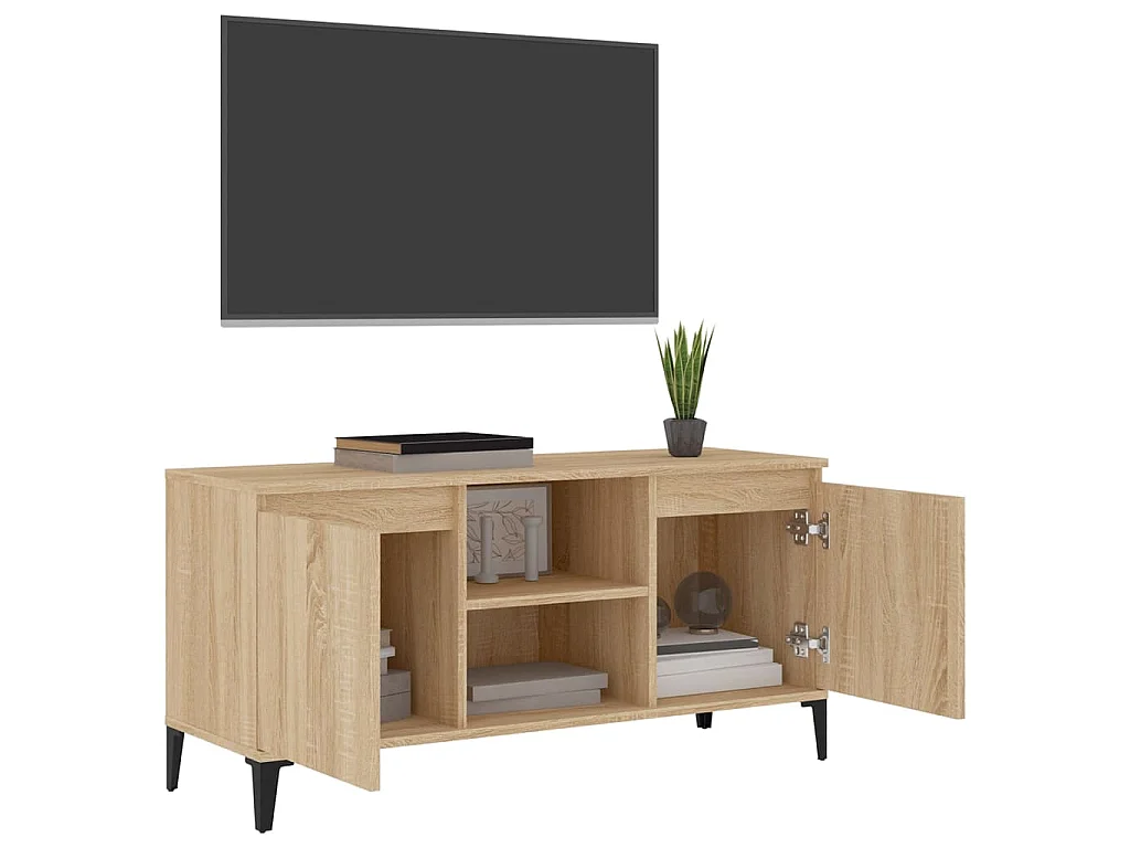 Móvel de TV com pernas em metal 103,5x35x50 cm carvalho sonoma