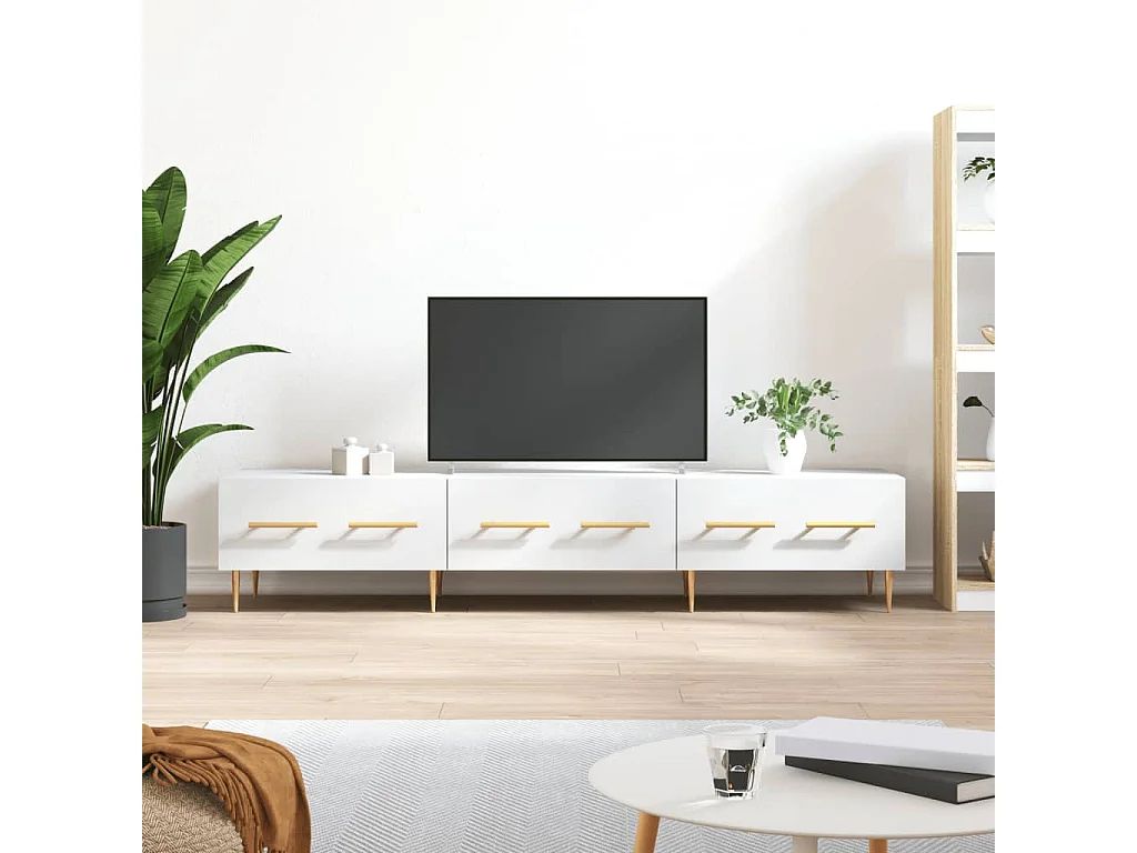 Meuble TV blanc 150x36x30 cm bois d'ingénierie