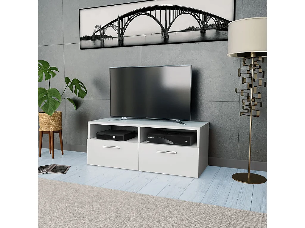 Mobile Porta TV in Legno Multistrato 95x35x36 cm Bianco
