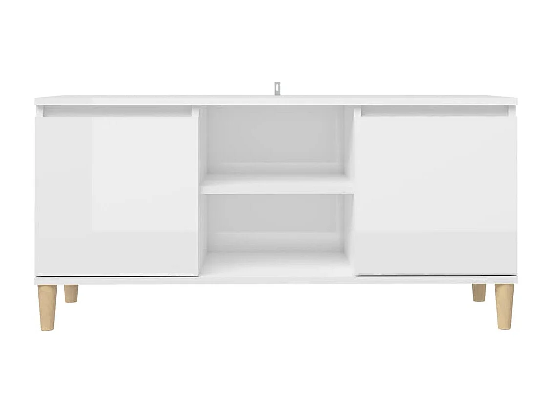 Tv-meubel met houten poten 103,5x35x50 cm hoogglans wit