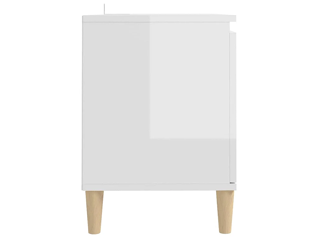 Meuble TV avec pieds en bois Blanc brillant 103,5x35x50 cm