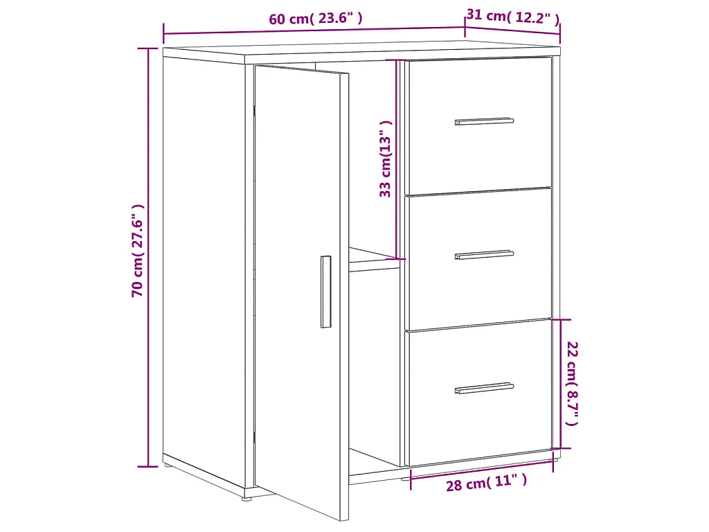 Sideboard Sonoma-Eiche 60x31x70 cm Holzwerkstoff