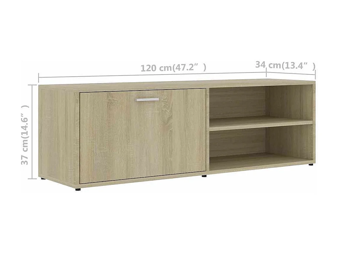 Móvel de TV 120x34x37 cm derivados de madeira carvalho sonoma