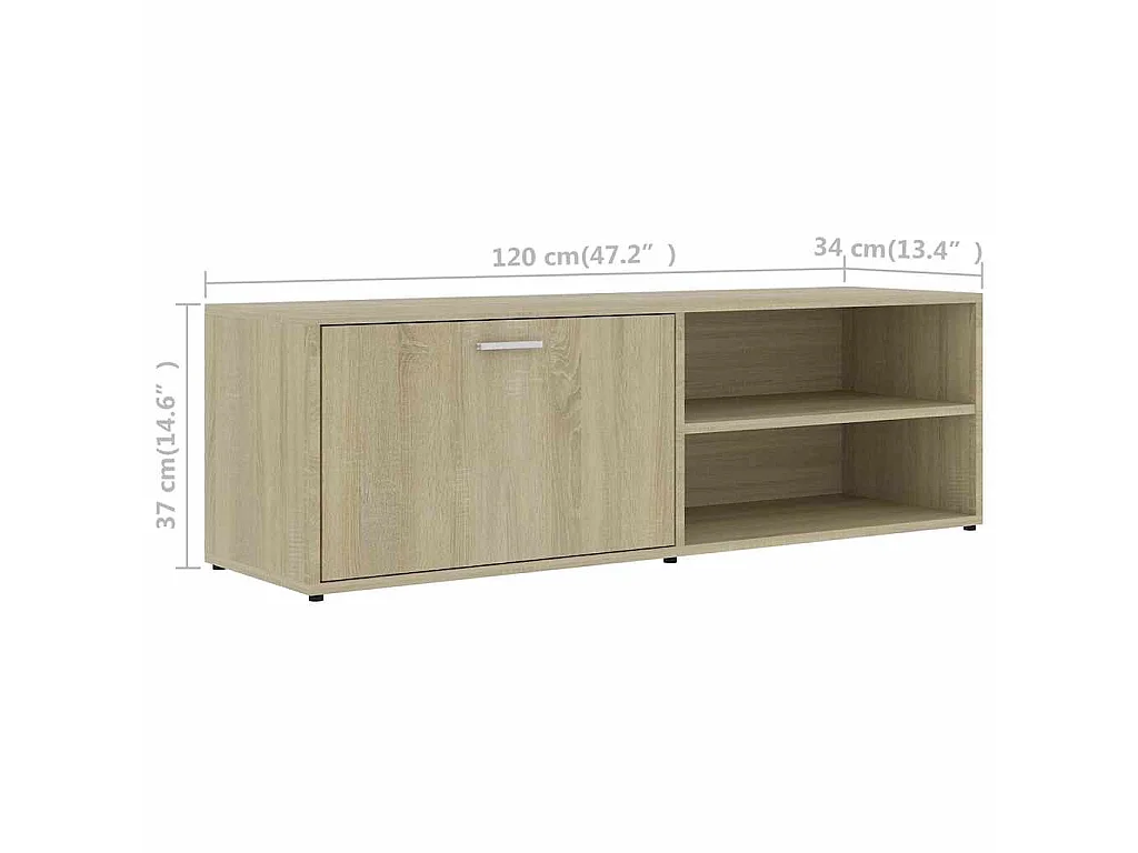 Meuble TV Chêne sonoma 120x34x37 cm Bois d’ingénierie