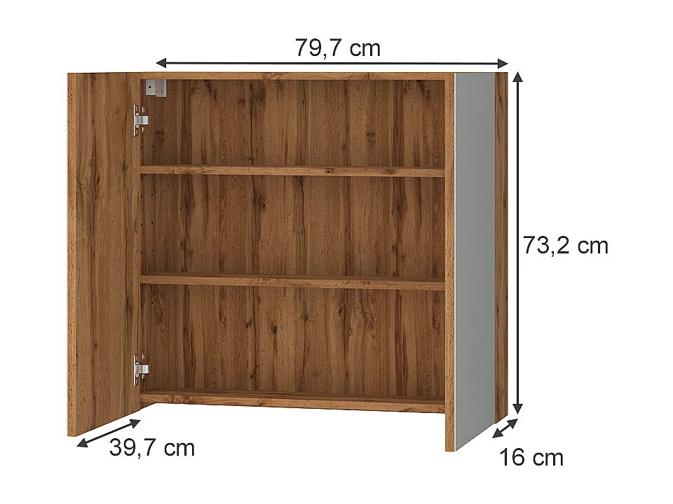 Szafka z lustrem w łazience dąb 79.7x16x73.2 lotta