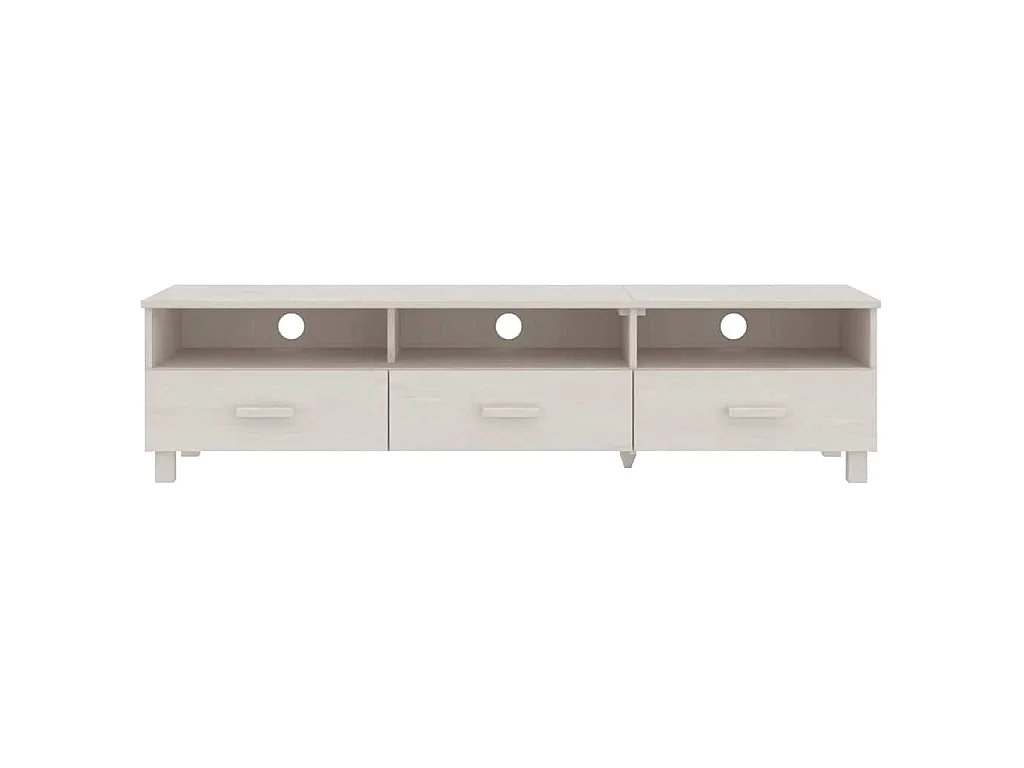 Meuble TV HAMAR Blanc 158x40x40 cm Bois massif de pin