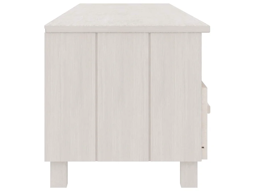 Meuble TV HAMAR Blanc 158x40x40 cm Bois massif de pin