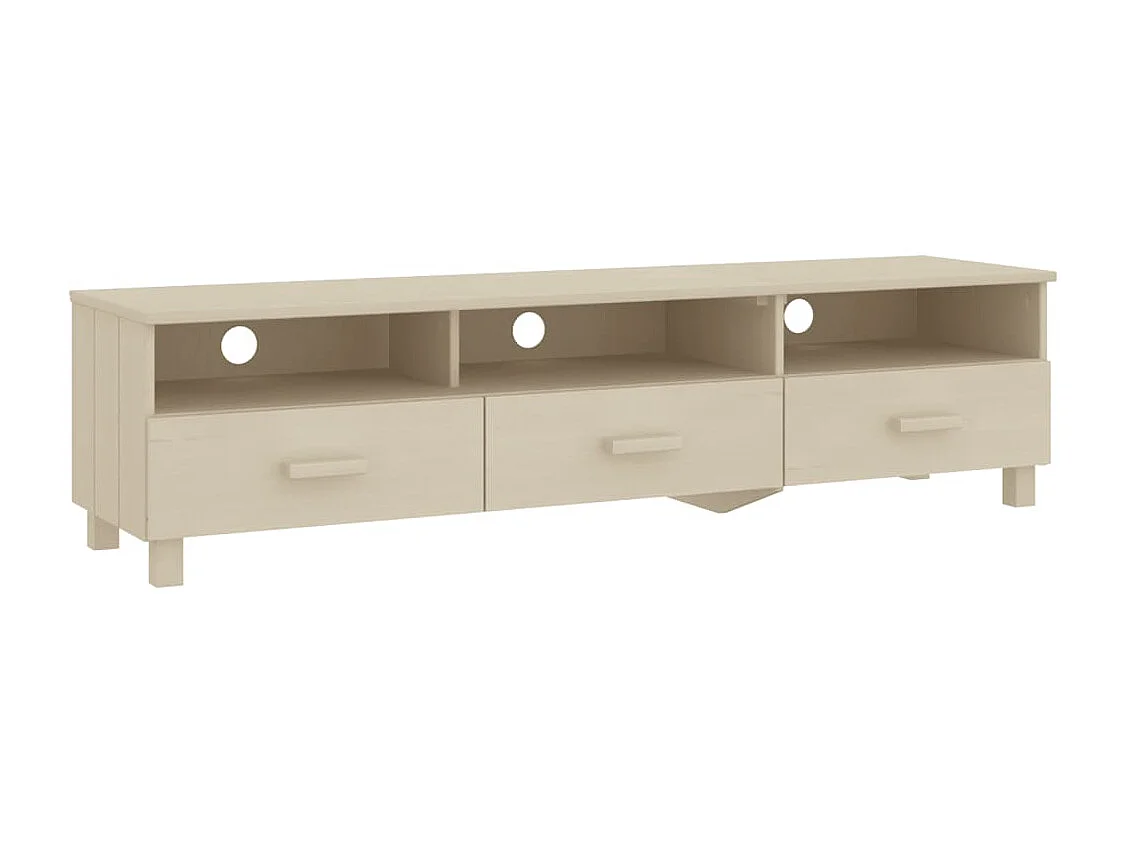 Meuble TV HAMAR Marron miel 158x40x40 cm Bois massif de pin