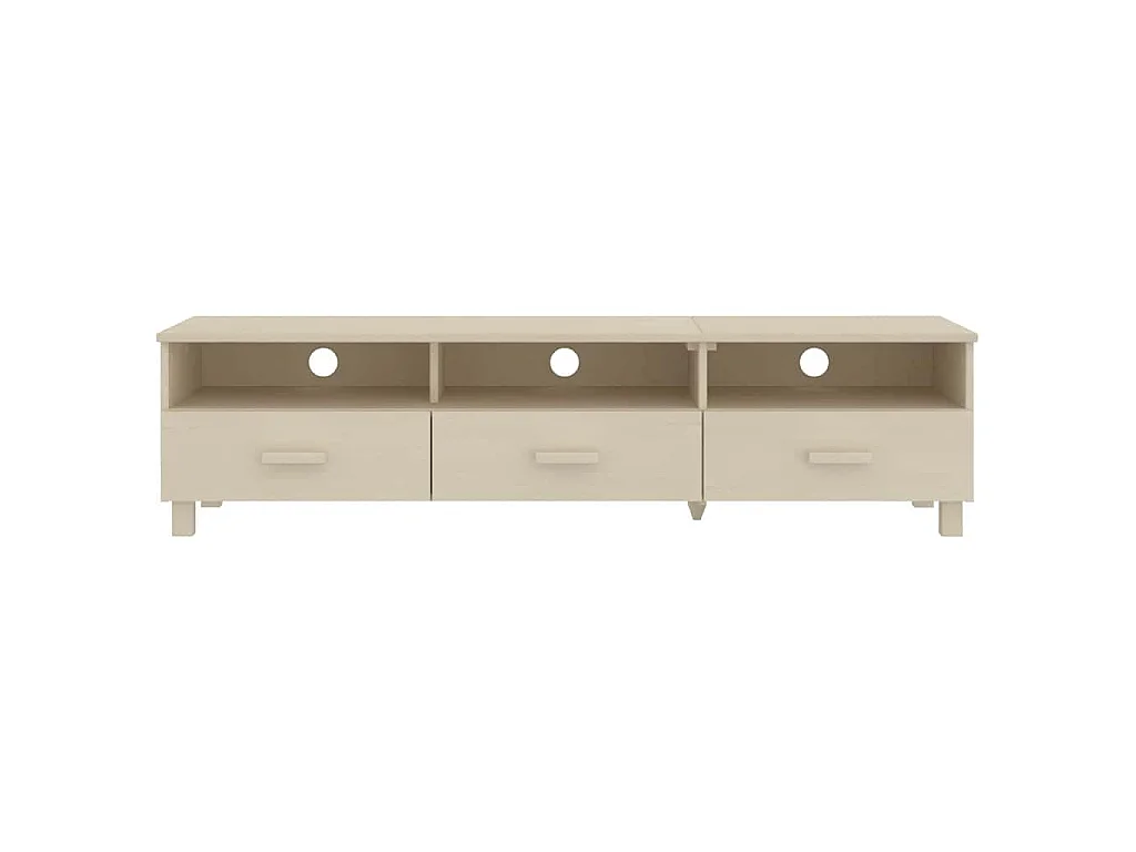 Meuble TV HAMAR Marron miel 158x40x40 cm Bois massif de pin