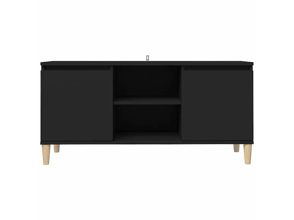 Meuble TV avec pieds en bois massif Noir 103,5x35x50 cm