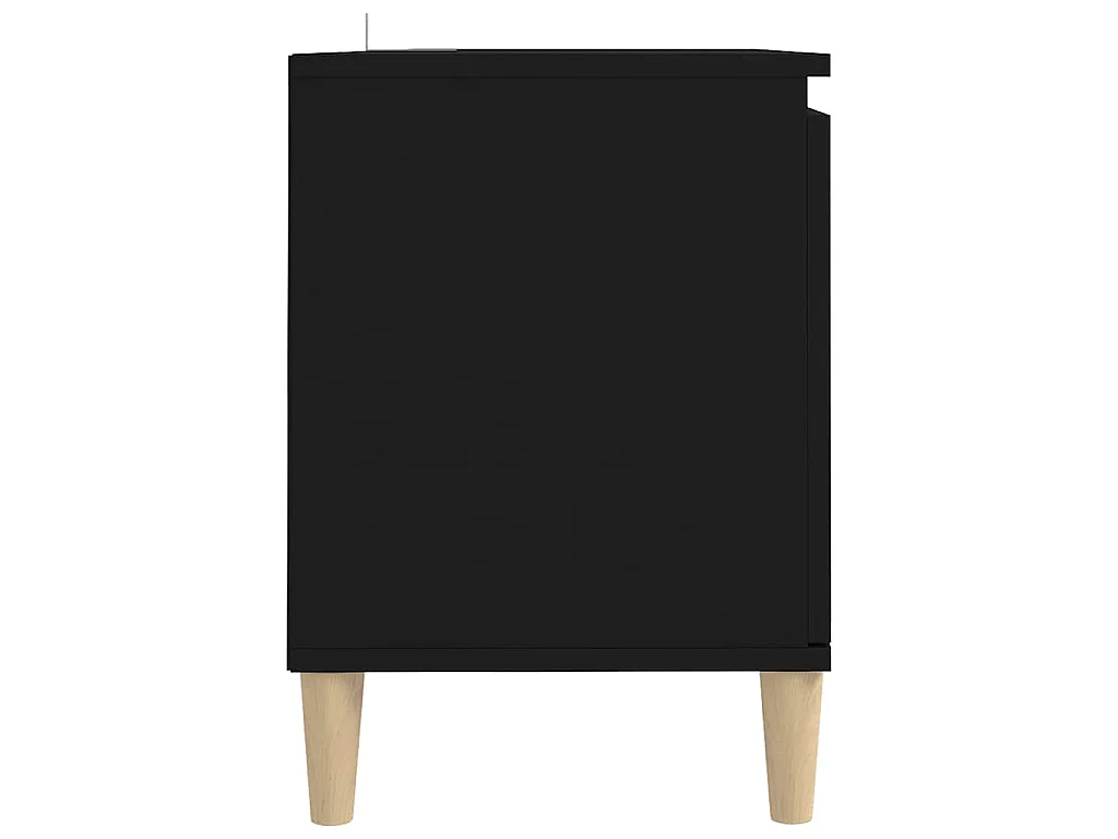 Meuble TV avec pieds en bois massif Noir 103,5x35x50 cm