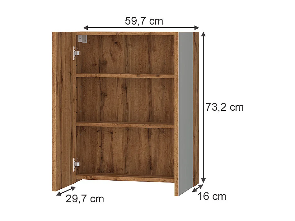 Szafka z lustrem w łazience dąb 59.7x16x73.2 lotta
