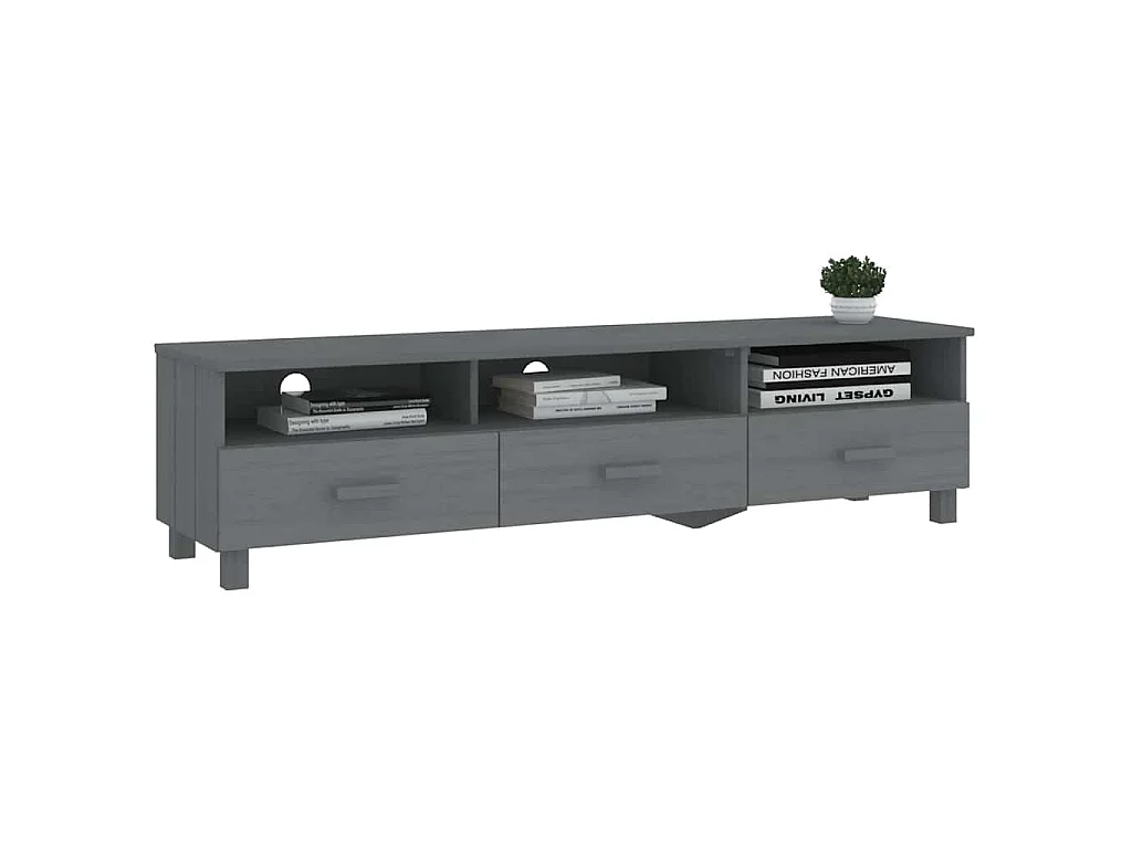 Meuble TV HAMAR Gris foncé 158x40x40 cm Bois massif de pin