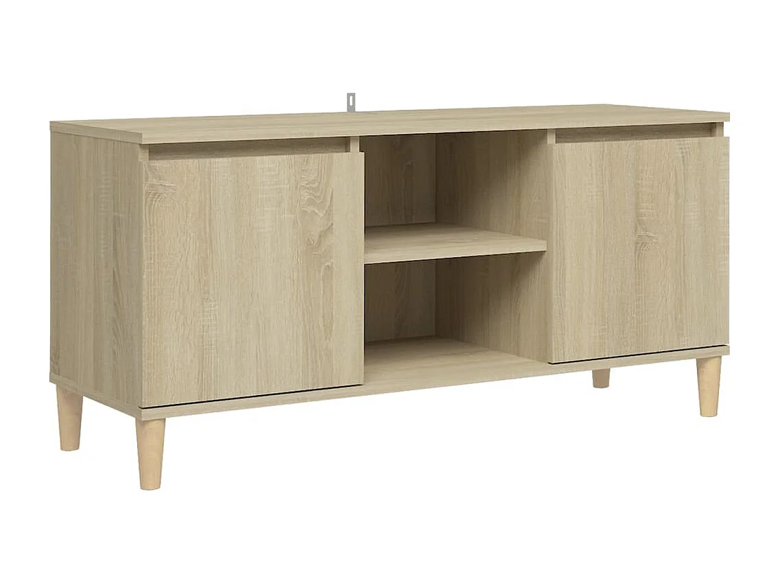 Meuble TV avec pieds en bois massif Chêne sonoma 103,5x35x50 cm