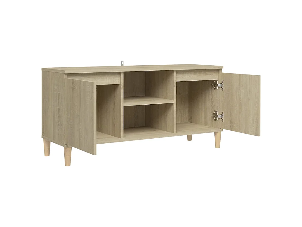 Meuble TV avec pieds en bois massif Chêne sonoma 103,5x35x50 cm