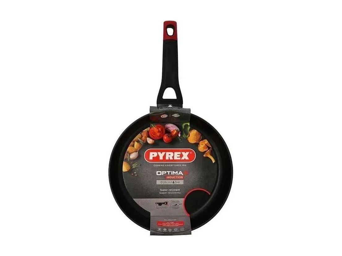 Sartén Óptima+ Pyrex aluminio forjado negro/rojo Ø28 cm