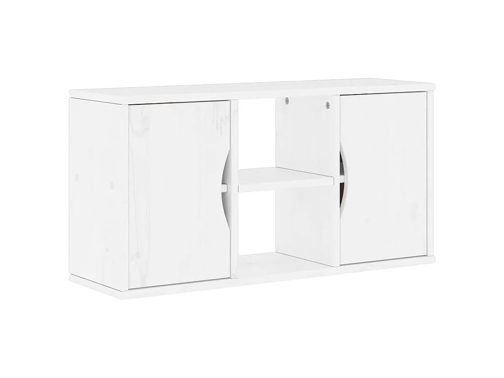 Meuble TV ODDA blanc 79x24x40 cm bois massif pin