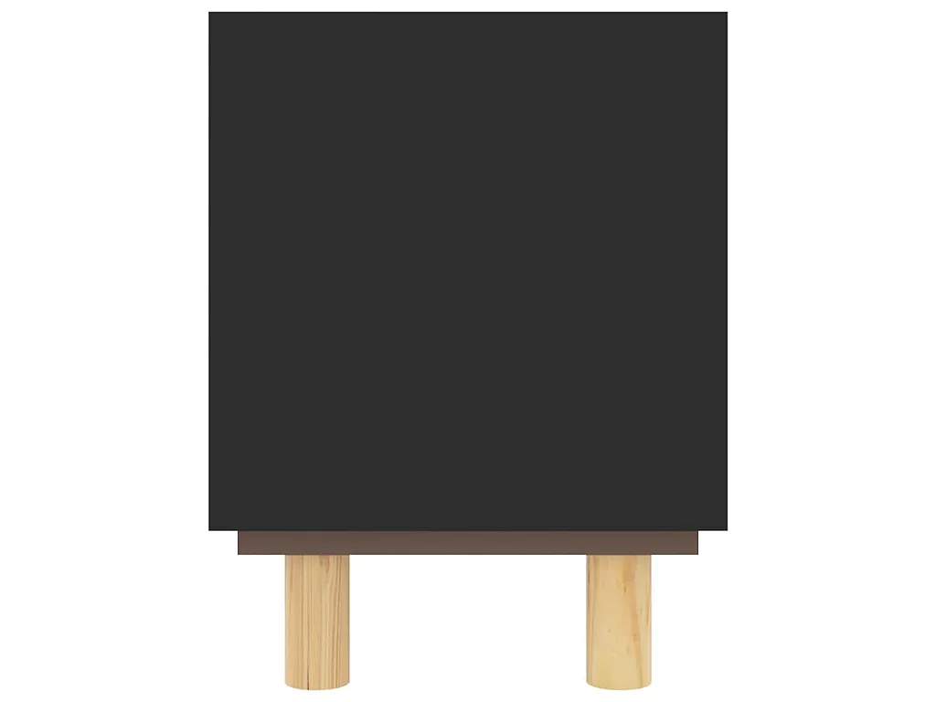 Meuble TV Noir 80x30x40 cm Bois de pin massif et rotin naturel