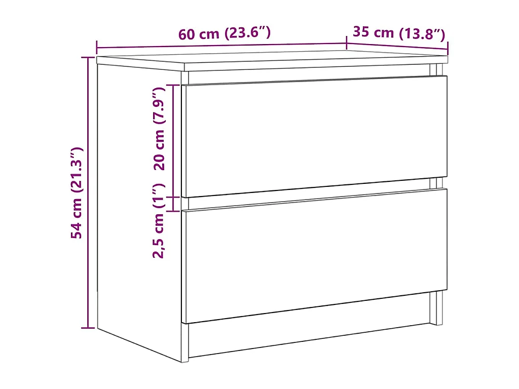 Meuble TV blanc 60x35x54 cm bois d'ingénierie