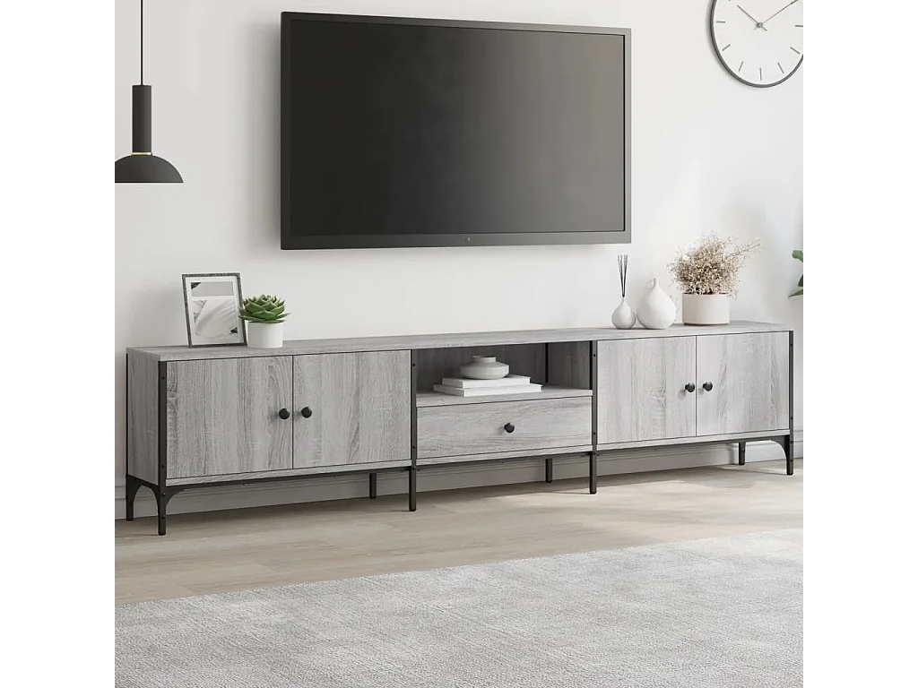 Meuble TV à tiroir sonoma gris 200x25x44 cm bois d'ingénierie