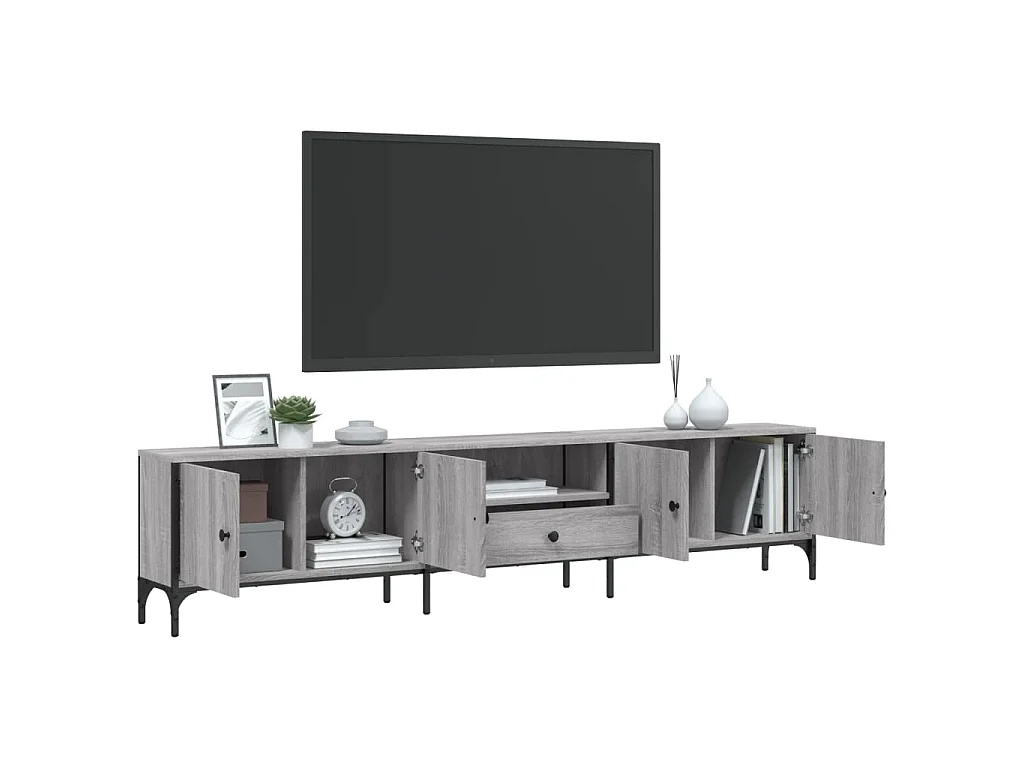 Mobile TV Cassetto Grigio Sonoma 200x25x44 cm Legno Multistrato